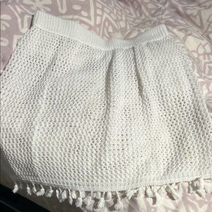 White Crochet Tassel Skirt